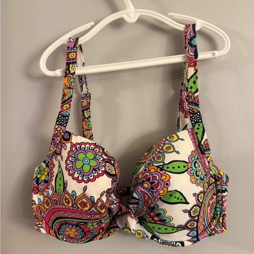 Silver by Gottex 36D Underwire Bikini Top – Multicolor Paisley Floral Print
